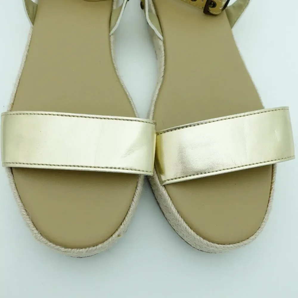 GAP Metallic Gold Platform Strappy Espadrille Comfort Sandals - Size 8.5